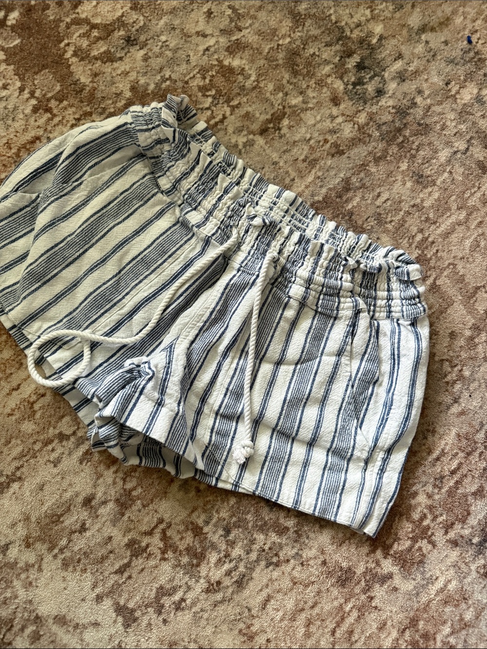 Roxy Striped Drawstring Women's Shorts - Navy & Cream